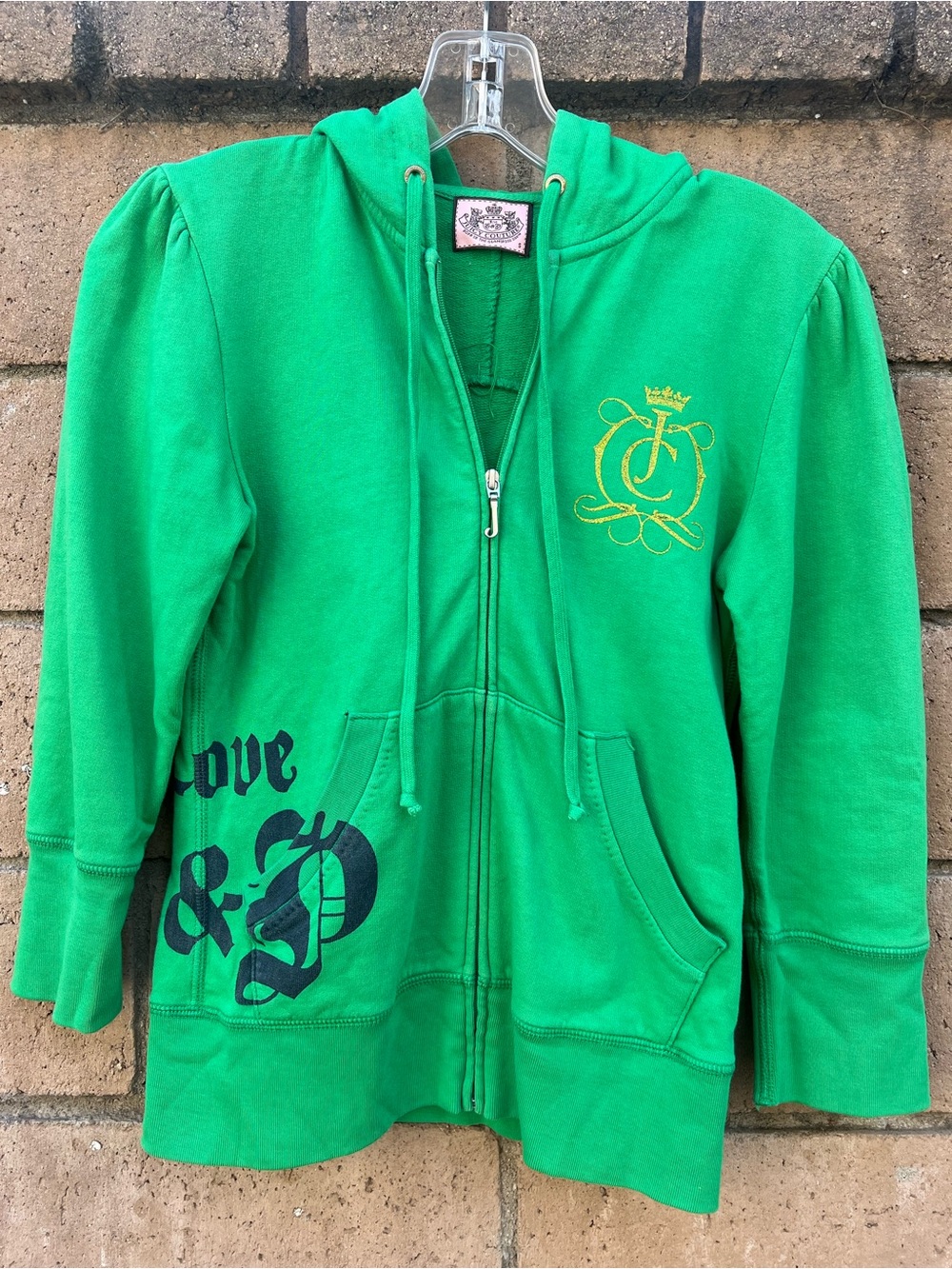 Juicy Couture Green Zip-Up Hoodie with Embroidered Crest